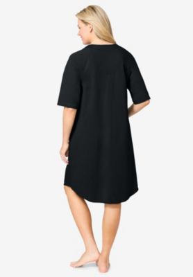 Plus Size Short Zip-Front Robe in French Terry