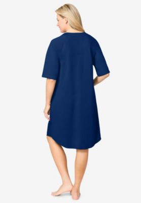 Plus Size Short Zip-Front Robe in French Terry
