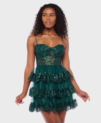 Alex & Sophia - Juniors' Embellished Short Fit & Flare Dress