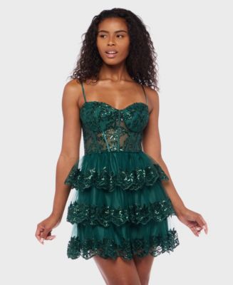 Alex & Sophia Juniors' Embellished Short Fit & Flare Dress