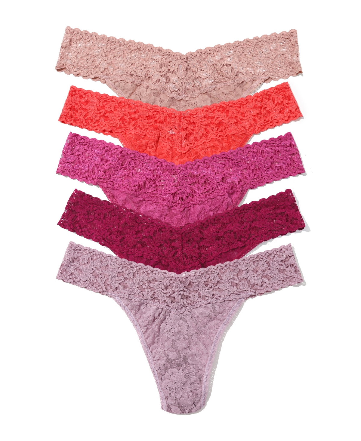 Hanky Panky Women's Signature Lace Original Rise Thong 5pack Panty In Multi