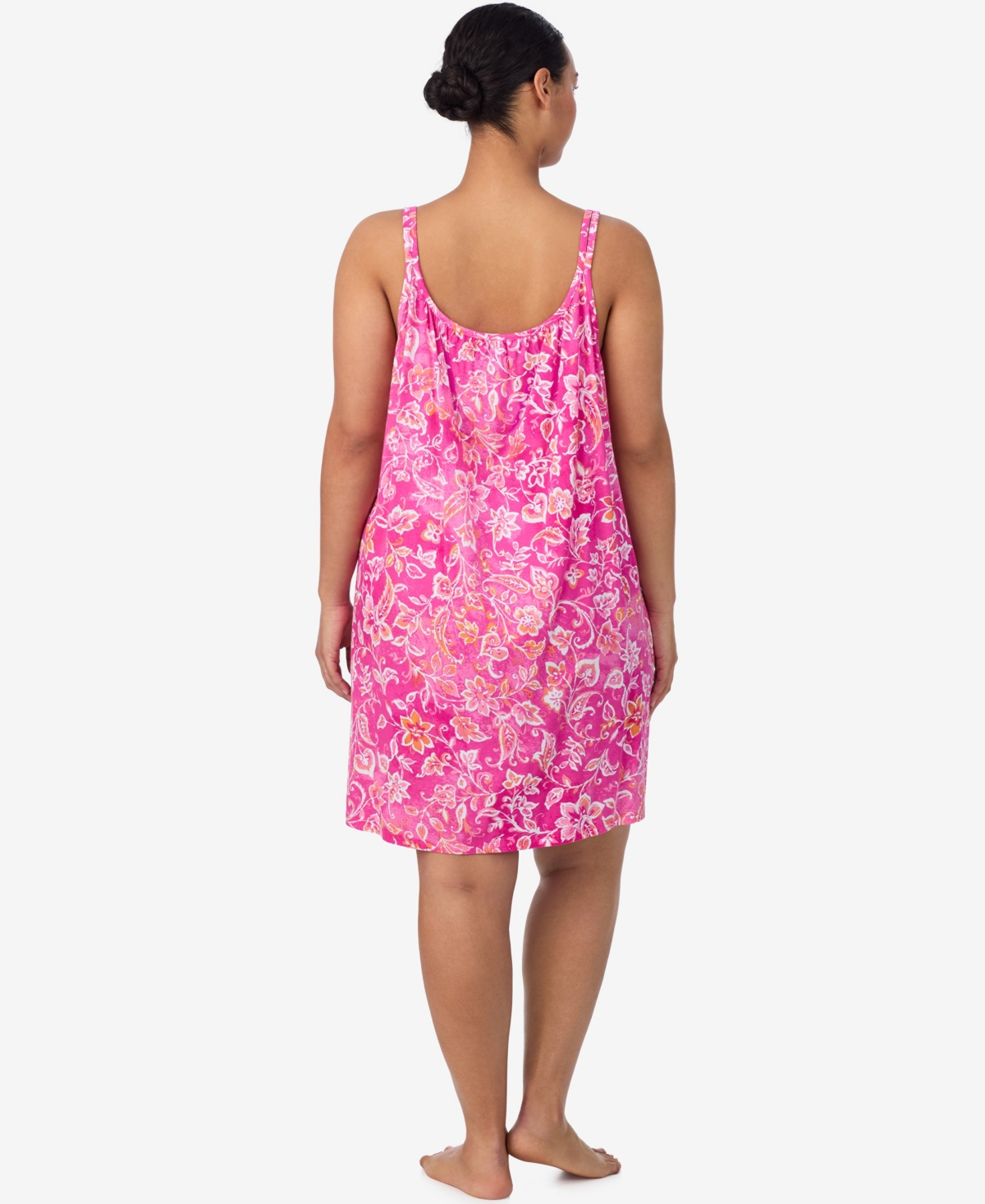 Ralph Lauren Plus Size Double Strap Short Nightgown In Pink