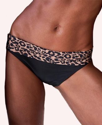 Women's Leopard Cheetah Fold Over Bikini Swimsuit Bottom