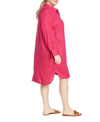 Womens Plus Seaside Linen Shirtdress