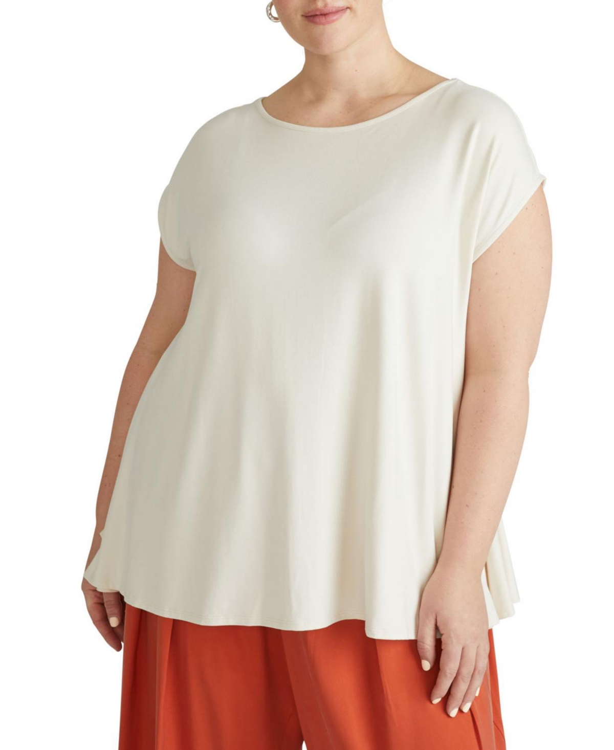 Plus Size Heatwave Divine Jersey Flared Cap Sleeve Tee - Vapor