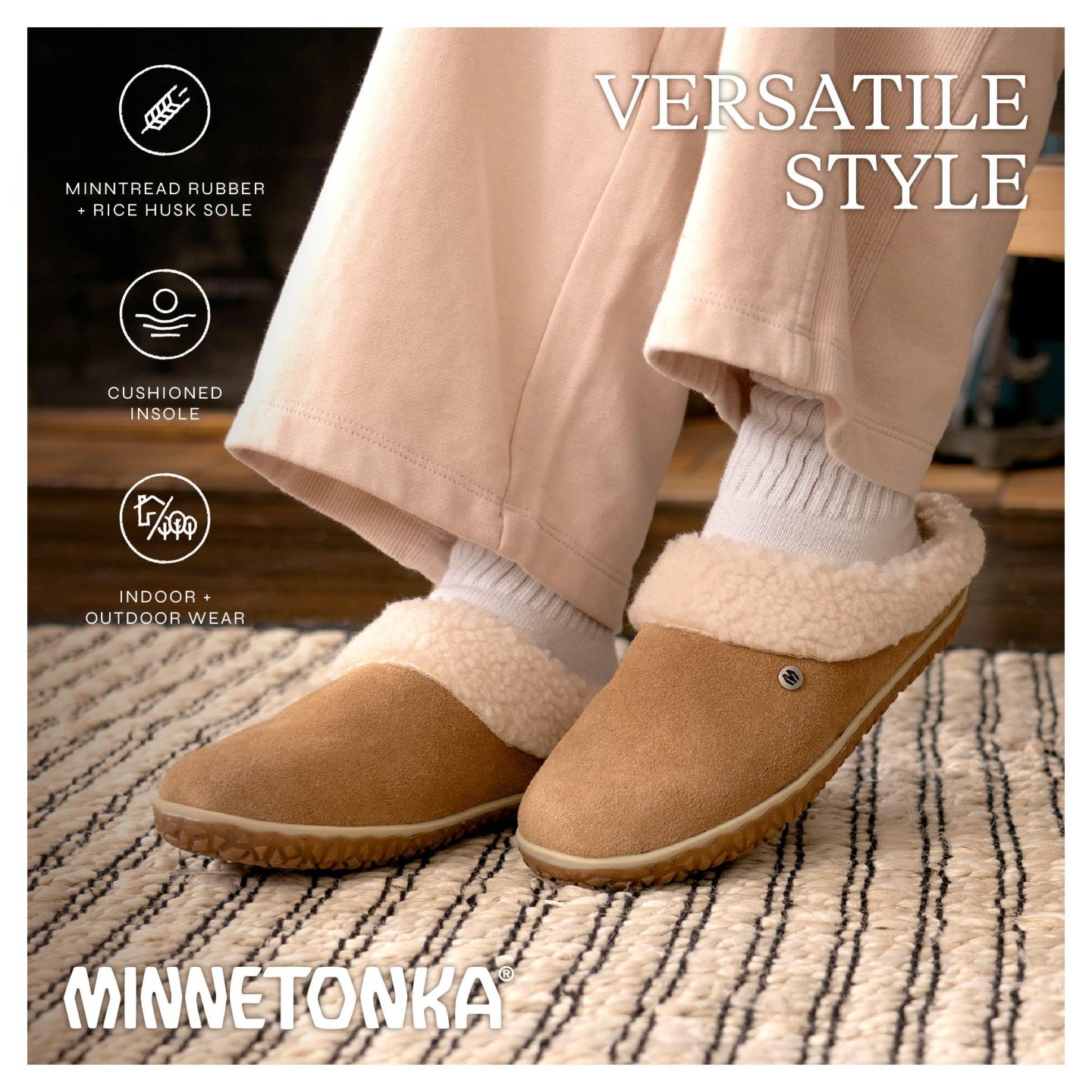 Женские тапочки Minnetonka Spruce Suede Berber Lined Slippers, цвет: Коричный — фото 4