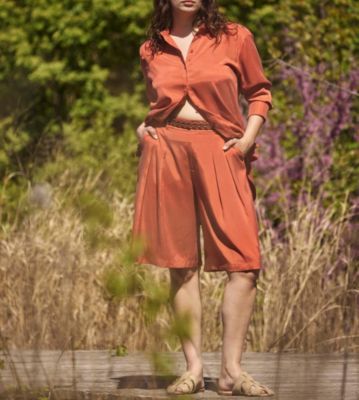 Plus Size Cooling Stretch Cupro Bermuda Shorts