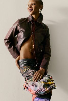 Women's Burgundy faux leather jacket