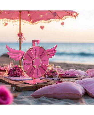 WinSpin 12" Pink Angel Prize Wheel Tabletop Spinning 8 Slots Party Events Club