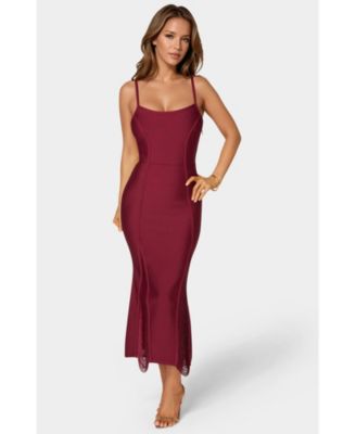 Women's Fringe Inset Bandage Midi Dress
