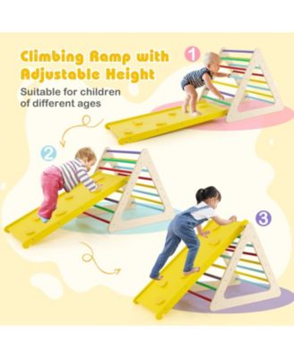 3-Piece Toddler Climbing Triangle Set with 2 Triangles and 1 Ramp To Play
