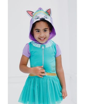 Girls Hooded Cosplay T-Shirt Dress and Leggings Outfit Set