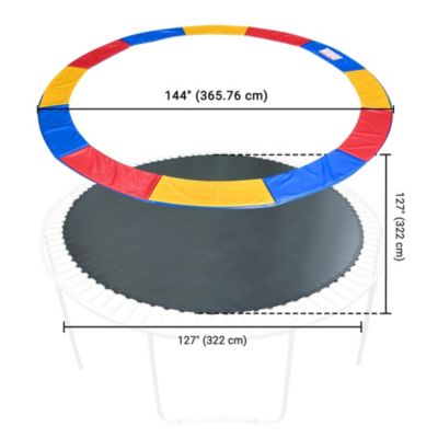 Trampoline Mat & Pad Replacement Kit w/ 72V-Ring for 12ft Round Trampoline Frame
