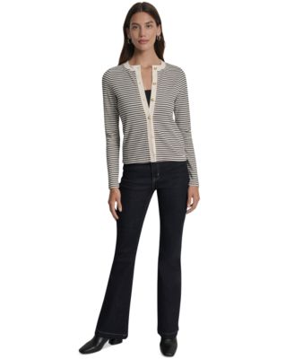 Women's Striped Button-Front Cardigan
