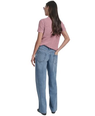 Women's Mid-Rise Relaxed Straight-Leg Cotton Jeans
