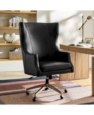 Heeg 47'' H Genuine Leather Swivel Adjustable Height Tilting Executive Chair with High Backrest
