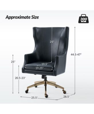 Heeg 47'' H Genuine Leather Swivel Adjustable Height Tilting Executive Chair with High Backrest