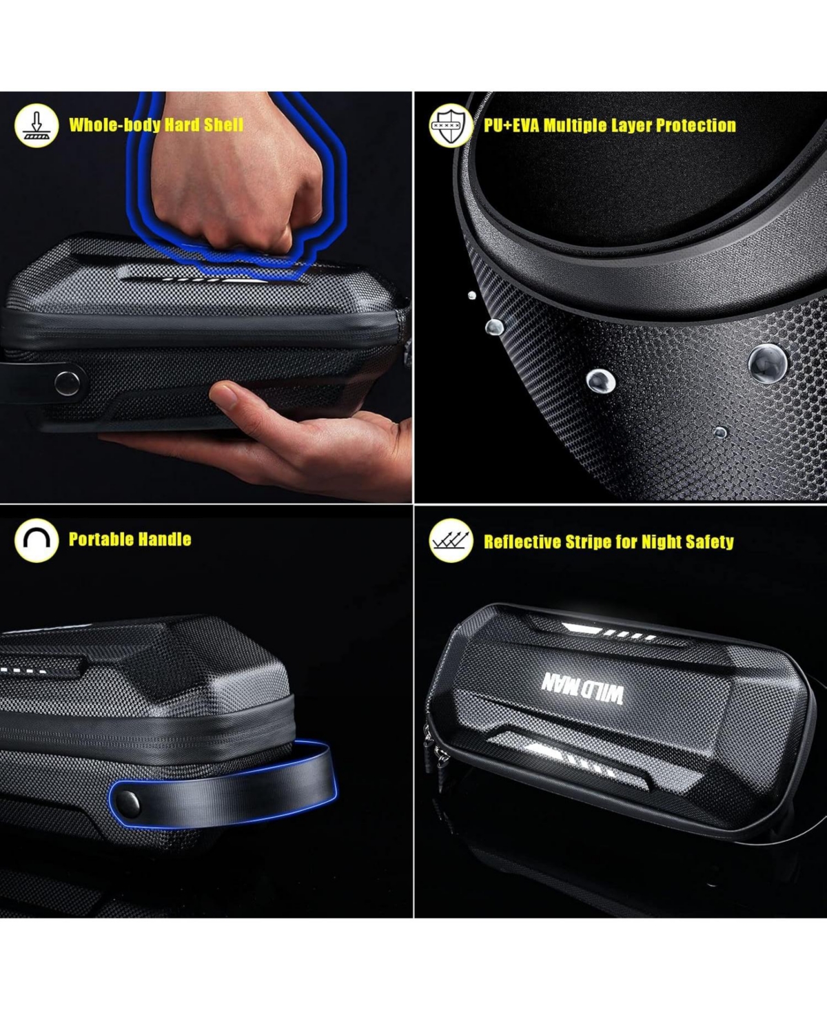 Urbanmax Scooter Storage Bag, 2L Capacity Quick Release Handlebar Bag with Waterproof Hardshell