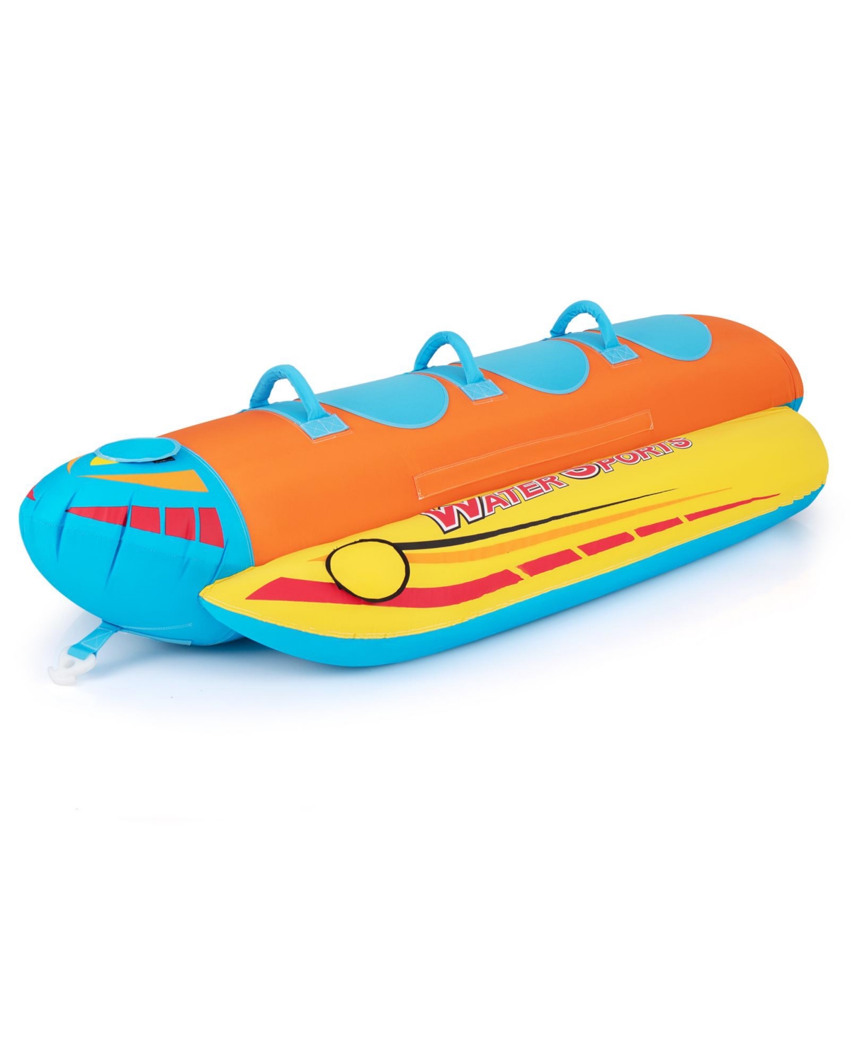 3-Person Inflatable Banana Boat with 3 Eva-padded Seats and Handles - Orange