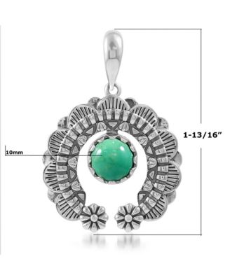 Sterling Silver Green Turquoise Round Cut Naja Pendant Enhancer