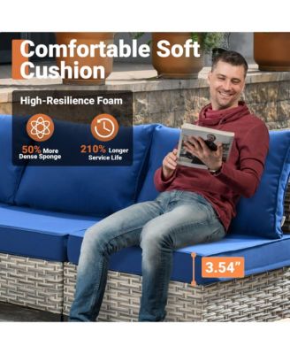 8-Piece Rattan Outdoor Patio Furniture Set with Sectional Sofa, Swivel Chairs, and Solar Coffee Table