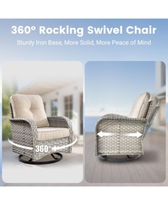 8-Piece Rattan Outdoor Patio Furniture Set with Sectional Sofa, Swivel Chairs, and Solar Coffee Table