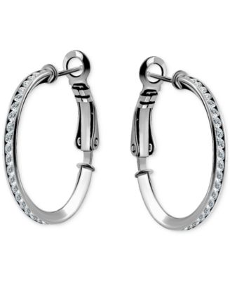 Cubic Zirconia Small Hoop Earrings, 1", Macy's Exclusive 