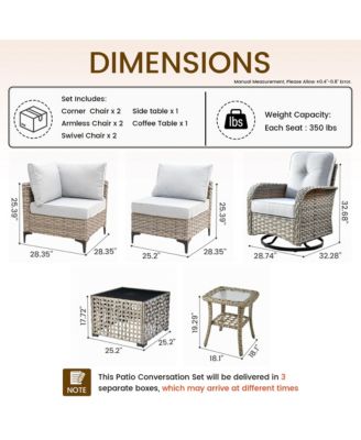 8-Piece Rattan Outdoor Patio Furniture Set with Sectional Sofa, Swivel Chairs, and Solar Coffee Table