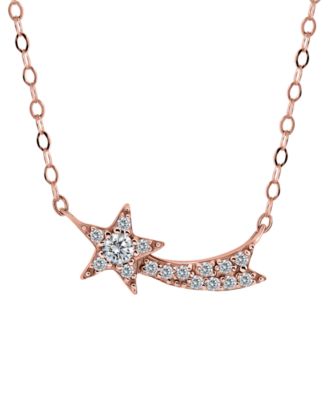 Cubic Zirconia Shooting Star Pendant Necklace, 16" + 2" extender