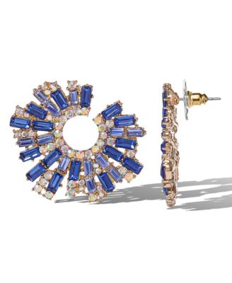 Royal Radiance Blue Crystal Burst Earrings