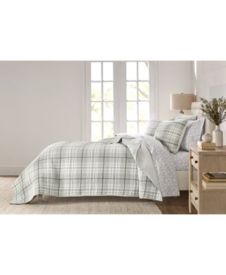 Brushed Cotton Plaid Grey 3-Pc. Quilt Set, Full/Queen, Macy's Exclusive