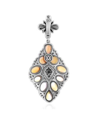 Sterling Silver Yellow Mother of Pearl Diamond Shaped Cluster Pendant Enhancer