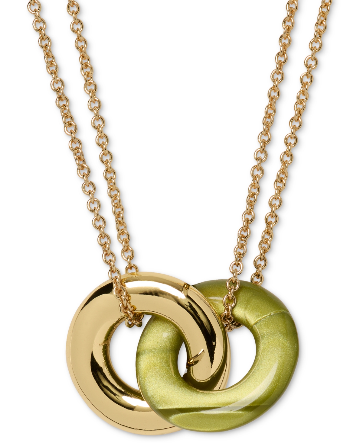 Kate Spade Gold-tone Interlock Pendant Necklace, 16" + 3" Extender In Green
