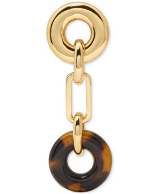 Gold-Tone Interlock Tortoise Linear Earrings