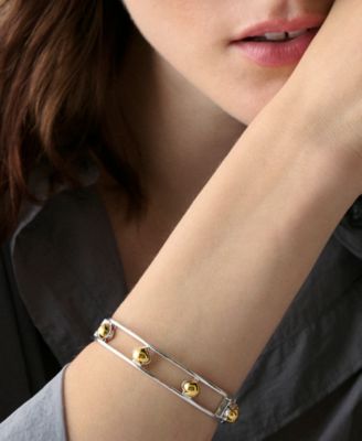 Two-Tone Sculpted Spade Cut Out Bangle Bracelet