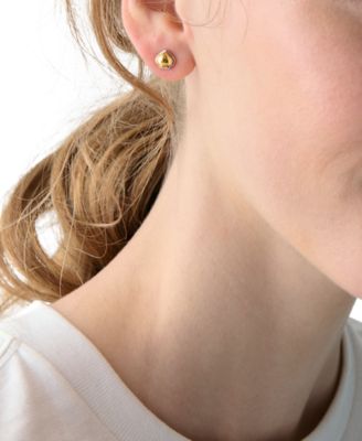 Two-Tone Sculpted Spade Mini Stud Earrings