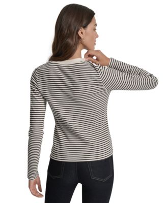 Women's Striped Button-Front Cardigan