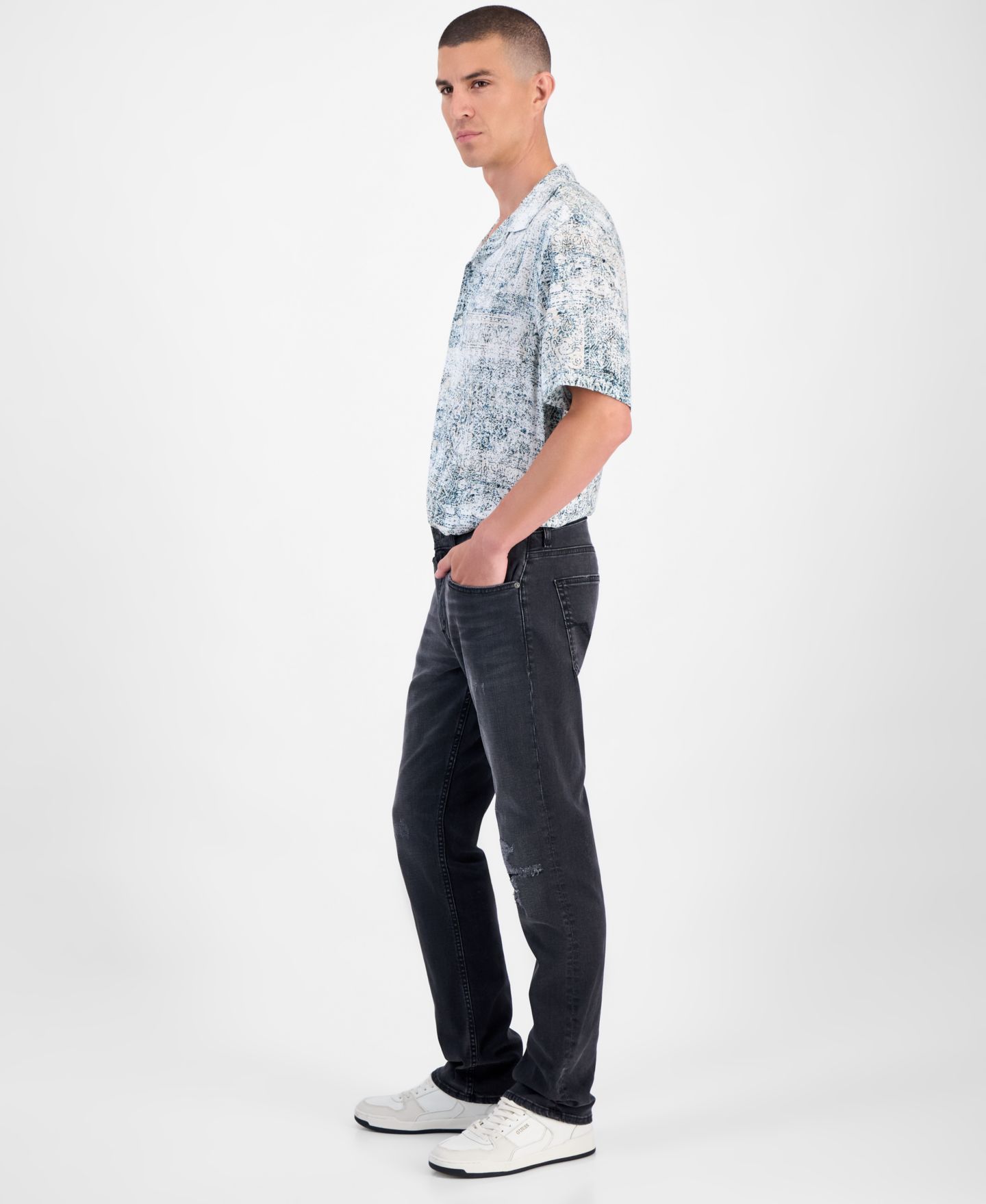 Мужские джинсы GUESS Mateo Regular Straight Fit Dark Wash, цвет: Archer — фото 3