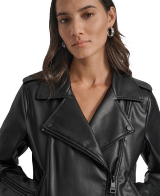 Women's Faux-Leather Moto Jacket