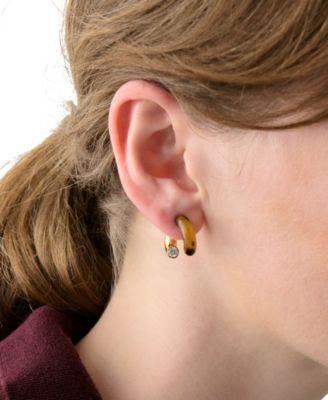 Gold-Tone Interlock Tortoise Huggie Earrings