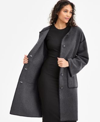 Petite Button-Front Scarf Coat