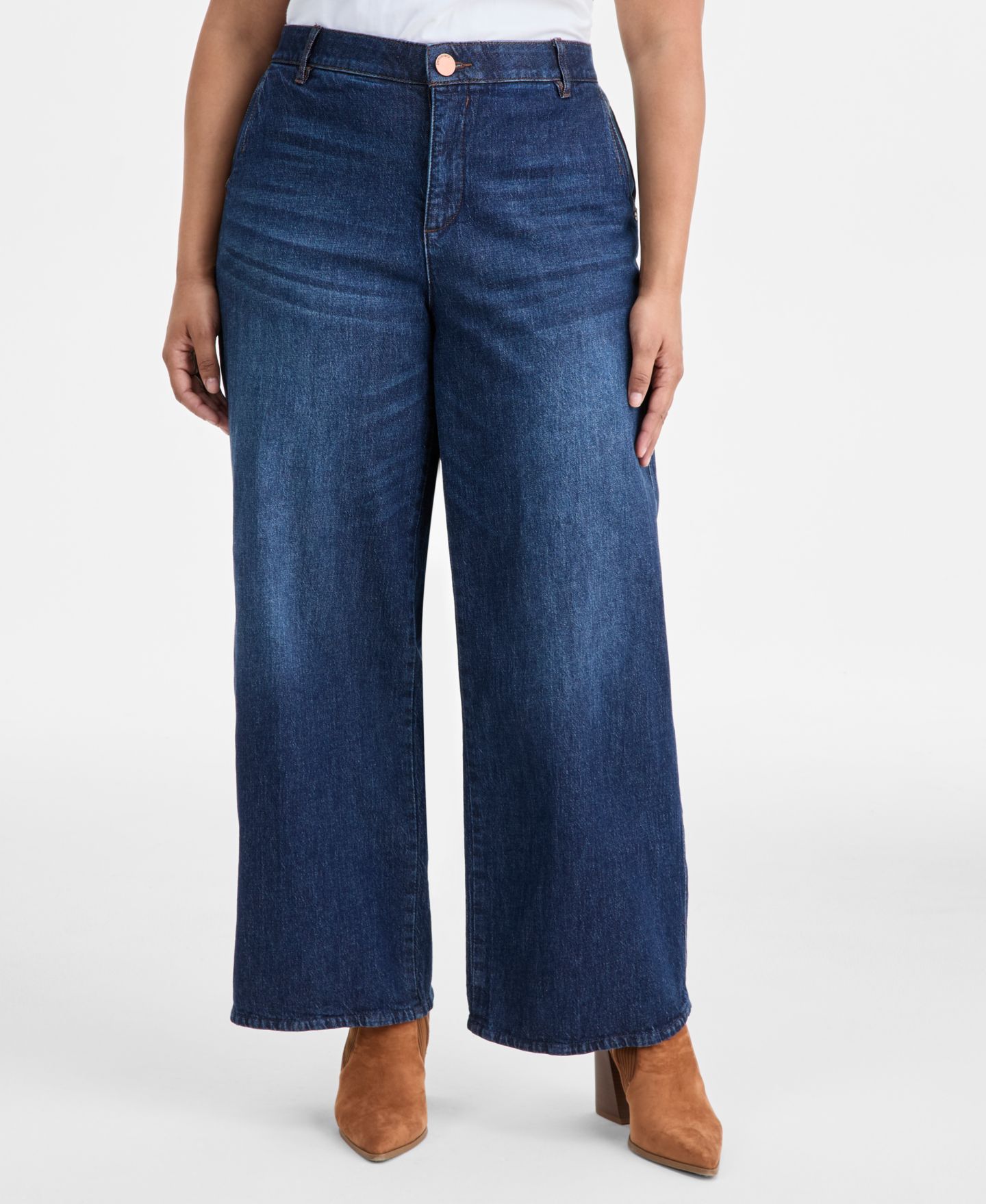 Женские джинсы Democracy Plus Size AbSolution Wide-Leg, цвет: Синий — фото 2