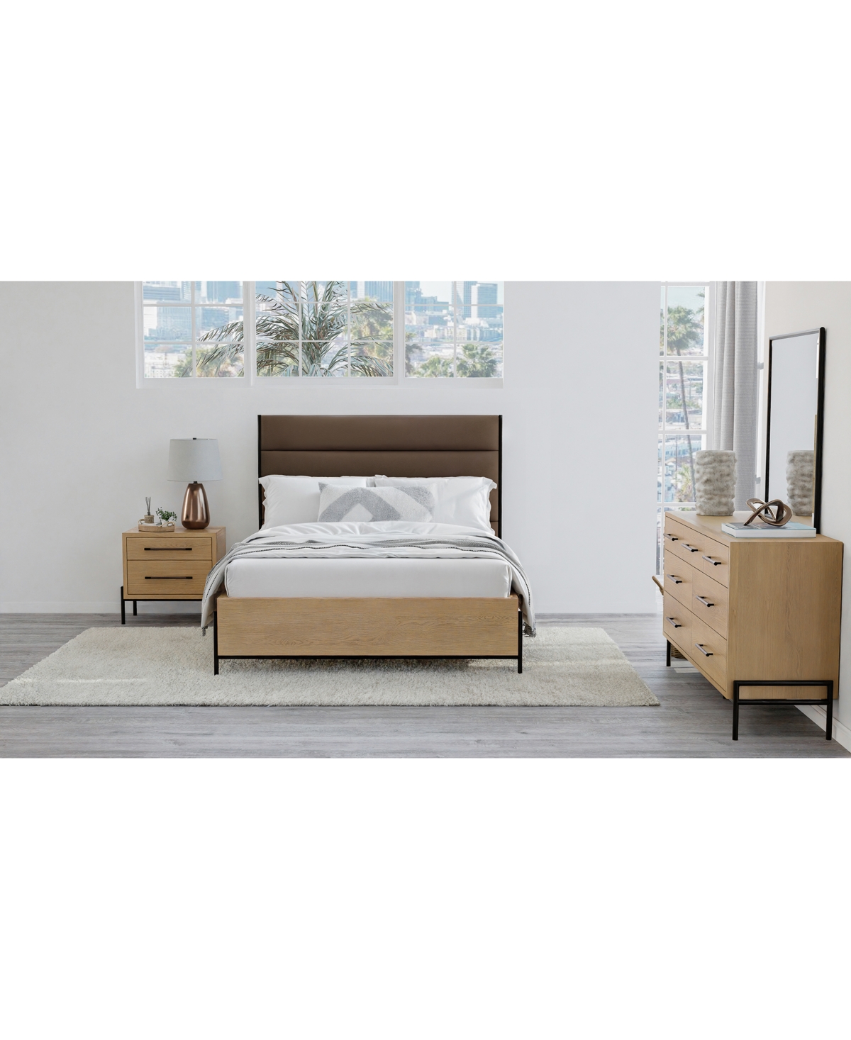 Macy's Linstead 3-pc. Queen Upholstered Set (bed, Dresser & Nightstand), Created For  In Transparent
