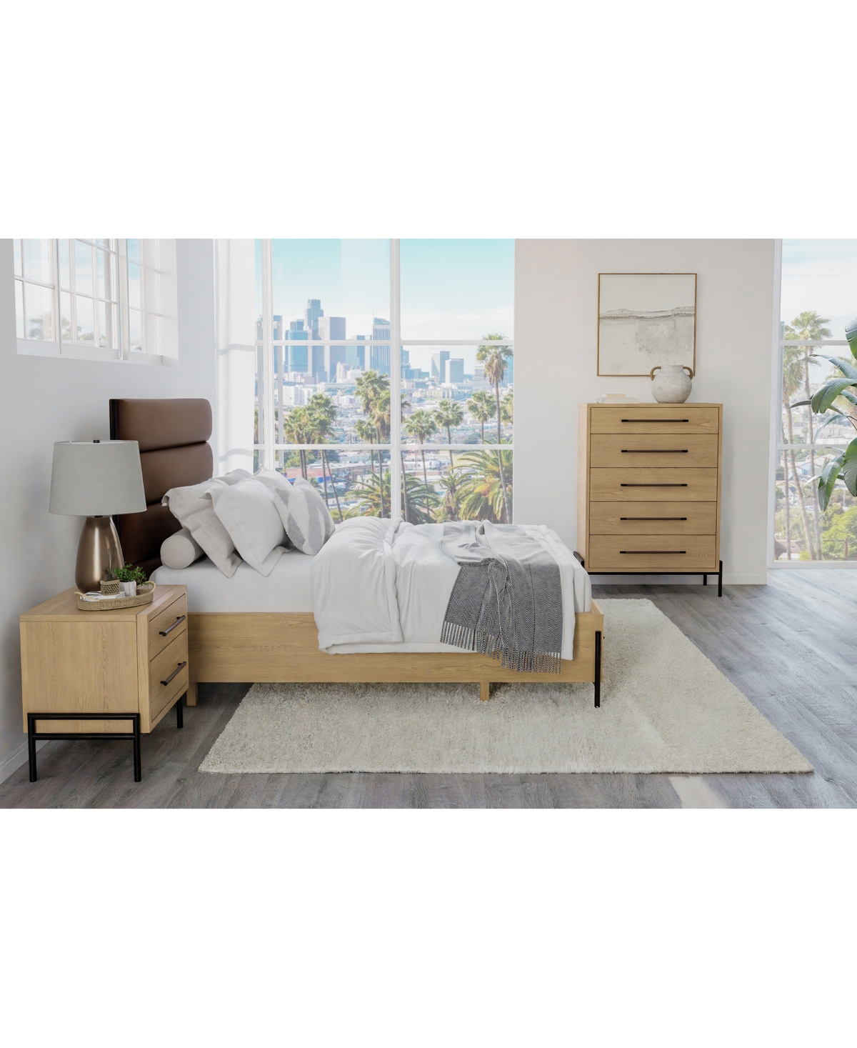 Macy's Linstead 3-pc. Queen Upholstered Set (bed, Chest & Nightstand), Created For  In Transparent