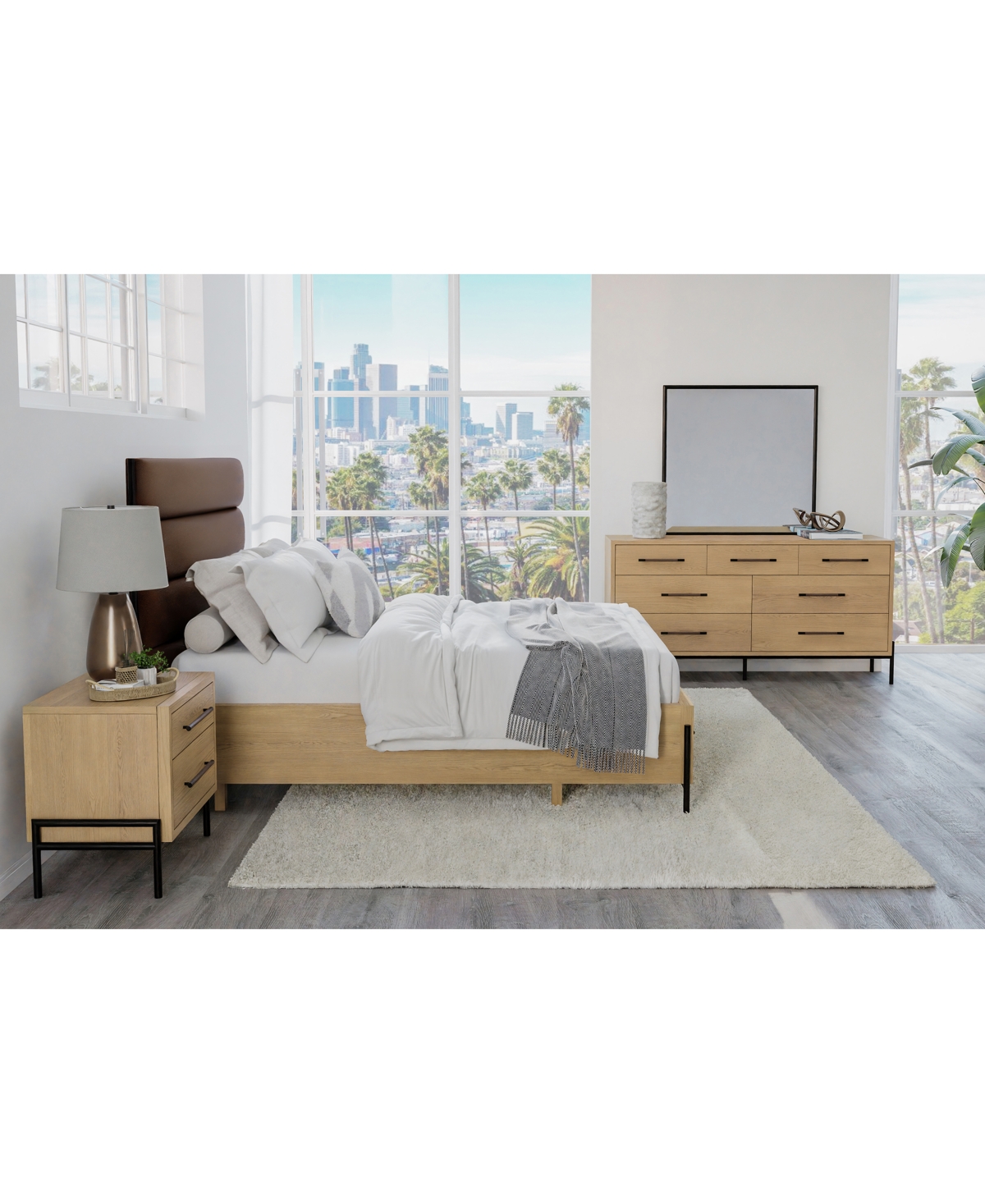 Macy's Linstead 3-pc. Queen Upholstered Storage Set (bed, Dresser & Nightstand), Created For  In Transparent