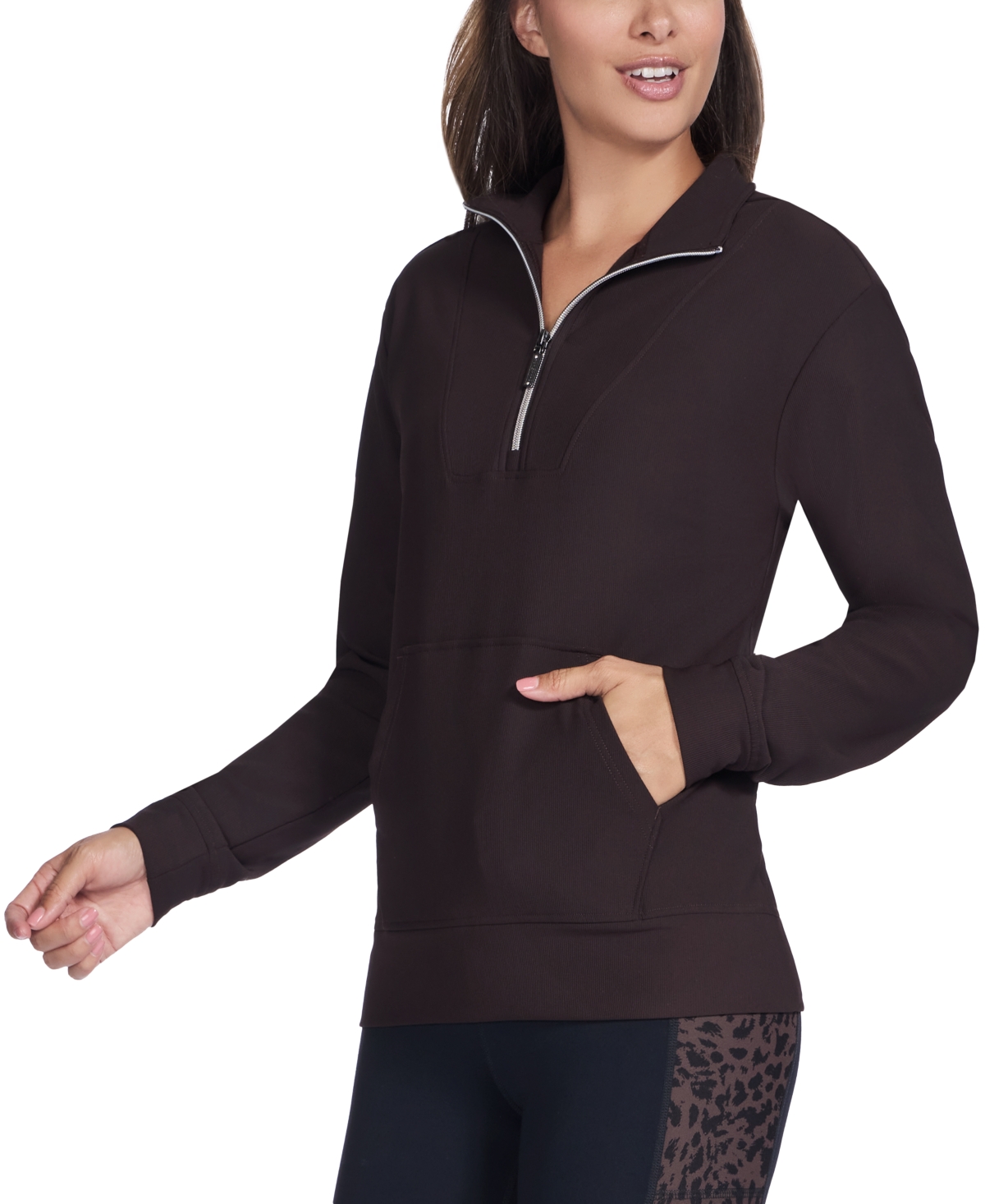 Skechers Women's Go Luxe Ribbed Knit Quarter Zip Jacket