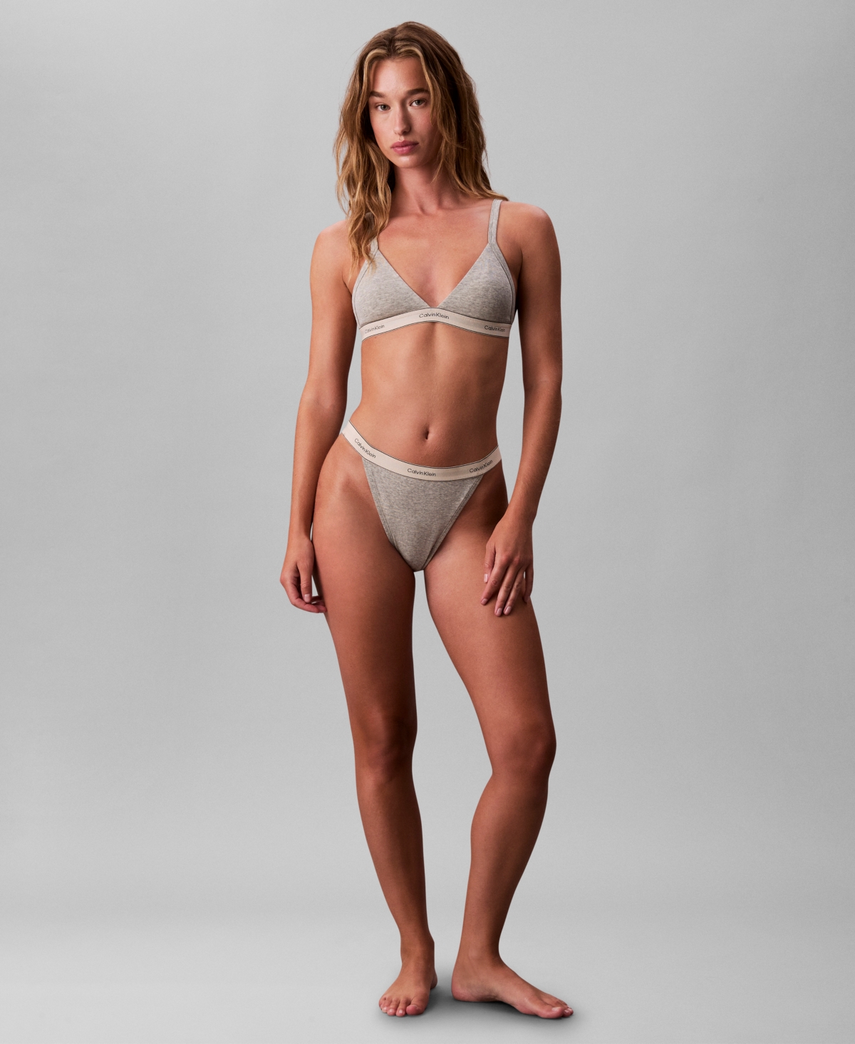 Calvin Klein Maternity Modern Cotton Nursing Scoop Logo Tape Bralet In Gray