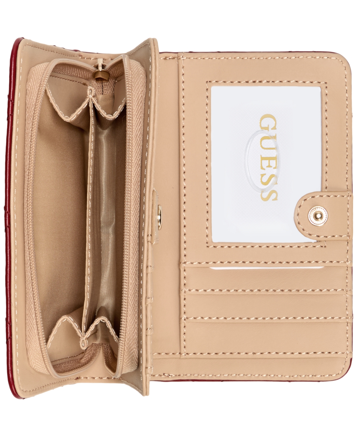 Guess Tinsley Quilted French Wallet In Red