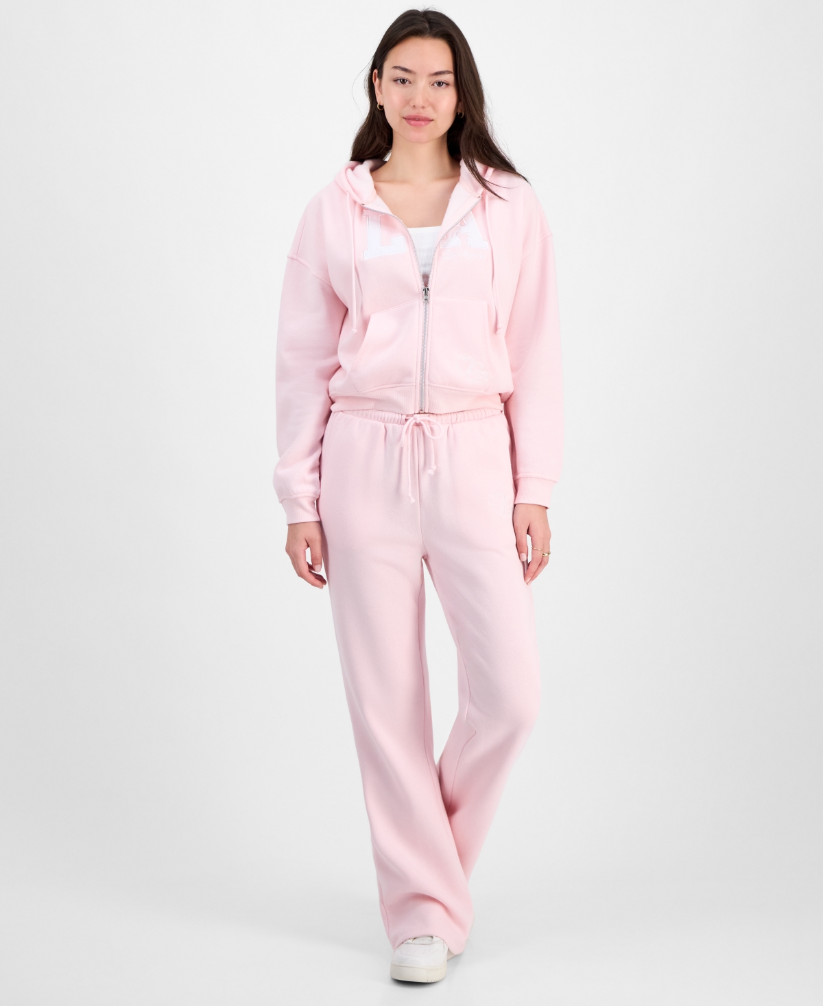 Planet Heart Juniors' Novelty Flare Fleece Sweatpants In Pink