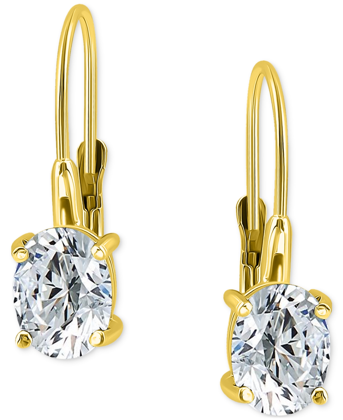 Giani Bernini Cubic Zirconia Oval Leverback Drop Earrings In 18k Gold-plated Sterling Silver, Macy's Exclusive In Gold